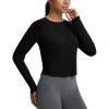 image:imagebaleaf Womens UPF 50 Long Sleeve Sun Shirts Crop Rash Guard UV Workout Tops SPF Slim Fit Lightweight Athletic HikingBlack