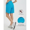 image:imagebaleaf Womens Bermuda Long Shorts 9 Above Knee Length Quick Dry Lightweight Zipper Pockets Casual Summer Athletic UPF 50Aqua Blue