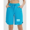 image:imagebaleaf Womens Bermuda Long Shorts 9 Above Knee Length Quick Dry Lightweight Zipper Pockets Casual Summer Athletic UPF 50Aqua Blue
