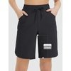 image:imagebaleaf Womens Bermuda Long Shorts 9 Above Knee Length Quick Dry Lightweight Zipper Pockets Casual Summer Athletic UPF 50Black