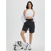 image:imagebaleaf Womens Bermuda Long Shorts 9 Above Knee Length Quick Dry Lightweight Zipper Pockets Casual Summer Athletic UPF 50Black