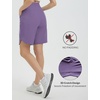 image:imagebaleaf Womens Bermuda Long Shorts 9 Above Knee Length Quick Dry Lightweight Zipper Pockets Casual Summer Athletic UPF 50Dark Purple