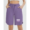 image:imagebaleaf Womens Bermuda Long Shorts 9 Above Knee Length Quick Dry Lightweight Zipper Pockets Casual Summer Athletic UPF 50Dark Purple