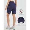 image:imagebaleaf Womens Bermuda Long Shorts 9 Above Knee Length Quick Dry Lightweight Zipper Pockets Casual Summer Athletic UPF 50Navy Blue
