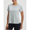 image:imagebaleaf Womens Short Sleeve Workout Shirts Athletic Tops Sun Protection Breathable TShirts Quick Dry Gym Running TennisLight Gray