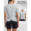 image:imagebaleaf Womens Short Sleeve Workout Shirts Athletic Tops Sun Protection Breathable TShirts Quick Dry Gym Running TennisLight Gray