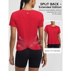 image:imagebaleaf Womens Short Sleeve Workout Shirts Athletic Tops Sun Protection Breathable TShirts Quick Dry Gym Running TennisRed