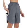 image:imagebaleaf Womens Bermuda Long Shorts 9 Above Knee Length Quick Dry Lightweight Zipper Pockets Casual Summer Athletic UPF 50Dark Gray