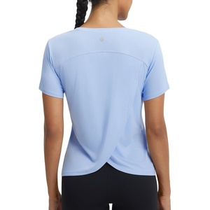 image:imagebaleaf Womens Short Sleeve Workout Shirts Athletic Tops Sun Protection Breathable TShirts Quick Dry Gym Running TennisLight Blue  V Neck