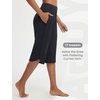 image:imagebaleaf Womens Capri Pants with Pockets Straight Leg Yoga Capris Leggings 17 MidCalf Capris Workout SummerBlack