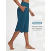image:imagebaleaf Womens Capri Pants with Pockets Straight Leg Yoga Capris Leggings 17 MidCalf Capris Workout SummerBlue