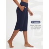 image:imagebaleaf Womens Capri Pants with Pockets Straight Leg Yoga Capris Leggings 17 MidCalf Capris Workout SummerNavy Blue