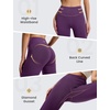 image:imagebaleaf Womens Flare Leggings with Pockets Yoga Pants High Waist Casual Workout Gym Bell Bottom LeggingDark Purple