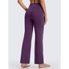 image:imagebaleaf Womens Flare Leggings with Pockets Yoga Pants High Waist Casual Workout Gym Bell Bottom LeggingDark Purple