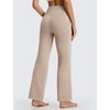 image:imagebaleaf Womens Flare Leggings with Pockets Yoga Pants High Waist Casual Workout Gym Bell Bottom LeggingKhaki