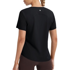 image:imagebaleaf Ice Cooling Short Sleeve Workout Tops for Women Running Shirts UPF 50 Athletic Tennis Yoga Split Back Quick DryBlack
