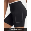image:imagebaleaf Crossover Biker Shorts Women 6 High Waisted Yoga Shorts with Pockets Bike Workout Spandex CompressionBlackWhite