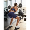 image:imagebaleaf Crossover Biker Shorts Women 6 High Waisted Yoga Shorts with Pockets Bike Workout Spandex CompressionBlueWhite