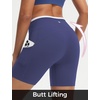image:imagebaleaf Crossover Biker Shorts Women 6 High Waisted Yoga Shorts with Pockets Bike Workout Spandex CompressionBlueWhite
