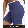 image:imagebaleaf Crossover Biker Shorts Women 6 High Waisted Yoga Shorts with Pockets Bike Workout Spandex CompressionBlueWhite