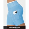 image:imagebaleaf Crossover Biker Shorts Women 6 High Waisted Yoga Shorts with Pockets Bike Workout Spandex CompressionEthereal BlueWhite