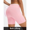 image:imagebaleaf Crossover Biker Shorts Women 6 High Waisted Yoga Shorts with Pockets Bike Workout Spandex CompressionPinkWhite