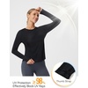 image:imagebaleaf Long Sleeve Cooling Workout Tops for Women Sun Shirts UPF 50 Quick Dry Lightweight Soft Running Athletic Gym HikingBlack