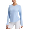 image:imagebaleaf Long Sleeve Cooling Workout Tops for Women Sun Shirts UPF 50 Quick Dry Lightweight Soft Running Athletic Gym HikingBlue