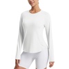image:imagebaleaf Long Sleeve Cooling Workout Tops for Women Sun Shirts UPF 50 Quick Dry Lightweight Soft Running Athletic Gym HikingWhite