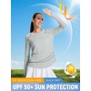 image:imagebaleaf Womens Sun Shirts Long Sleeve UPF 50 UV Protection Workout Tops Quick Dry Lightweight Hiking Athletic RunningLight Gray