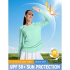 image:imagebaleaf Womens Sun Shirts Long Sleeve UPF 50 UV Protection Workout Tops Quick Dry Lightweight Hiking Athletic RunningLight Green