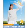 image:imagebaleaf Womens Sun Shirts Long Sleeve UPF 50 UV Protection Workout Tops Quick Dry Lightweight Hiking Athletic RunningWhite