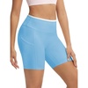 image:imagebaleaf Crossover Biker Shorts Women 6 High Waisted Yoga Shorts with Pockets Bike Workout Spandex CompressionEthereal BlueWhite