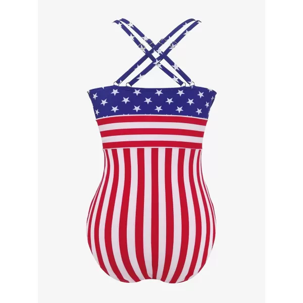 SouqFone One Piece Bathing Suits for Women Tummy Control Monokini Swimsuits001american Flag
