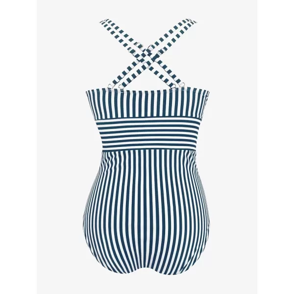 SouqFone One Piece Bathing Suits for Women Tummy Control Monokini Swimsuits001green Striped