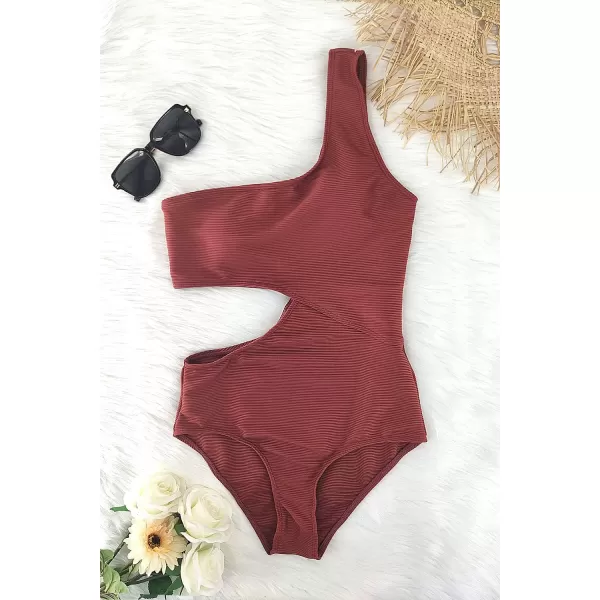 SouqFone One Piece Bathing Suits for Women Tummy Control Monokini Swimsuits01cameo Brown