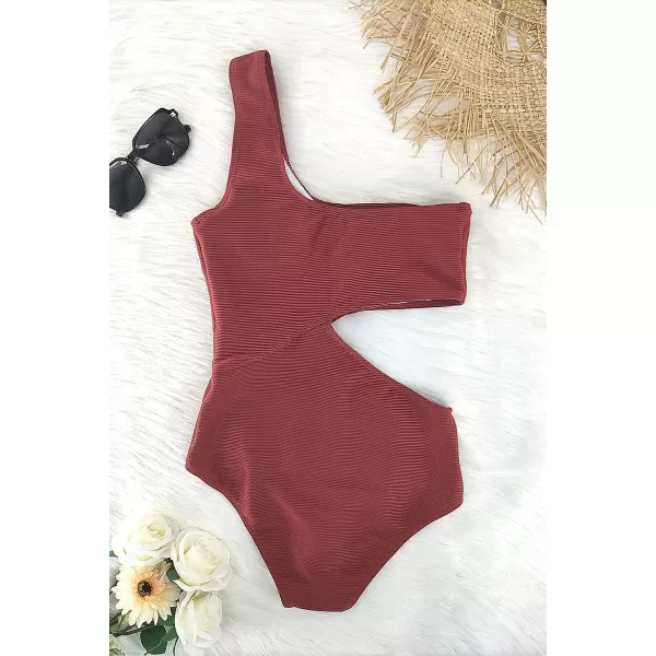 SouqFone One Piece Bathing Suits for Women Tummy Control Monokini Swimsuits01cameo Brown