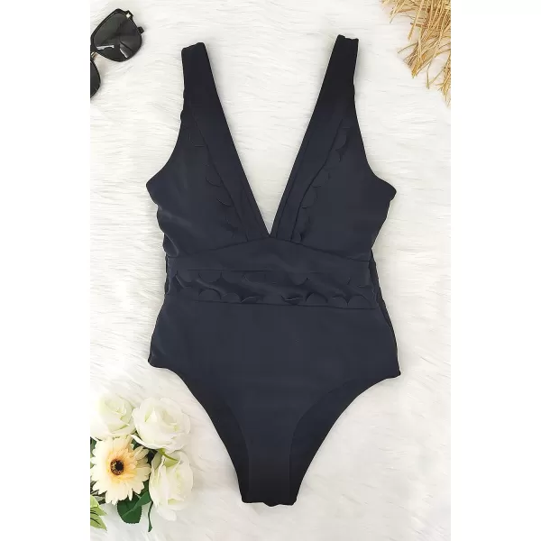 SouqFone One Piece Bathing Suits for Women Tummy Control Monokini Swimsuits06black