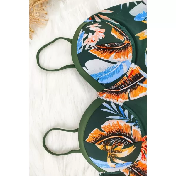 SouqFone One Piece Bathing Suits for Women Tummy Control Monokini Swimsuits10tropical Leaf