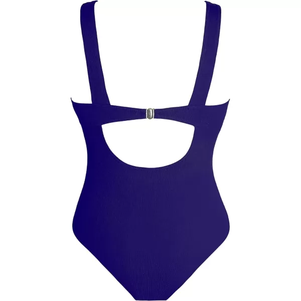 SouqFone One Piece Bathing Suits for Women Tummy Control Monokini Swimsuits17blue