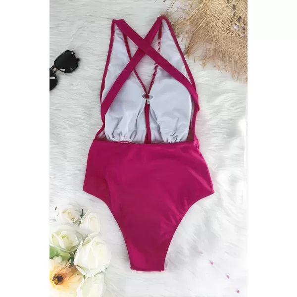 SouqFone One Piece Bathing Suits for Women Tummy Control Monokini Swimsuits20red