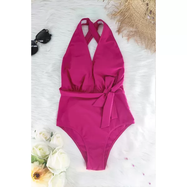 SouqFone One Piece Bathing Suits for Women Tummy Control Monokini Swimsuits20red
