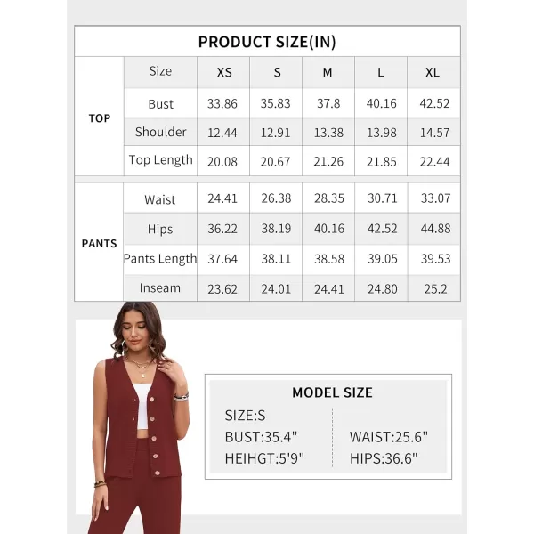 SuperPrity 2 Piece Outfits for Women Summer V Neck Sleeveless Knit Button Tank Tops and Wide Leg Pants Lounge Sets TracksuitApricot