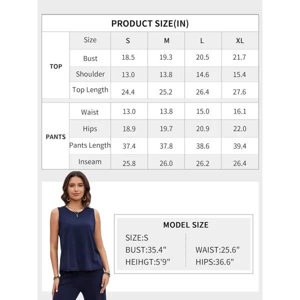 SuperPrity Two Piece Outfits for Women Summer Lounge Set Sleeveless Knit Tank Tops and Wide Leg Pants Sweater Set SweatsuitDark Green