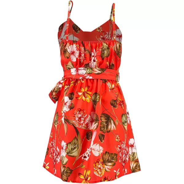 SouqFone Summer Mini Dress for Women V Neck Bohemia Beach Party Dresses02red Floral