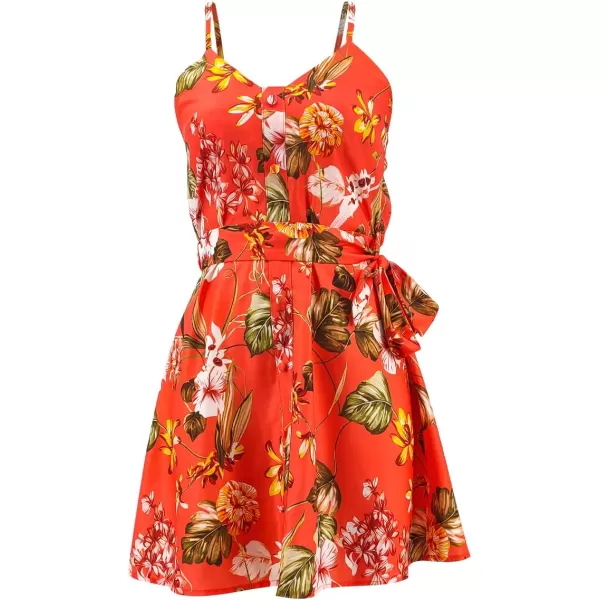 SouqFone Summer Mini Dress for Women V Neck Bohemia Beach Party Dresses02red Floral