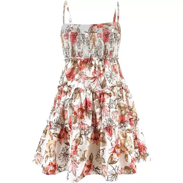 SouqFone Summer Mini Dress for Women V Neck Bohemia Beach Party Dresses04pink Floral