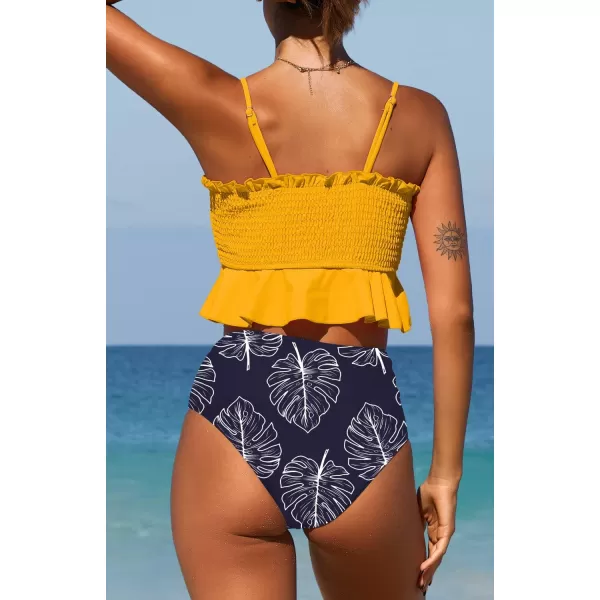 SouqFone Two Piece High Waisted Bikinis Swimsuits Tummy Coverage Bathing Suits001yellow