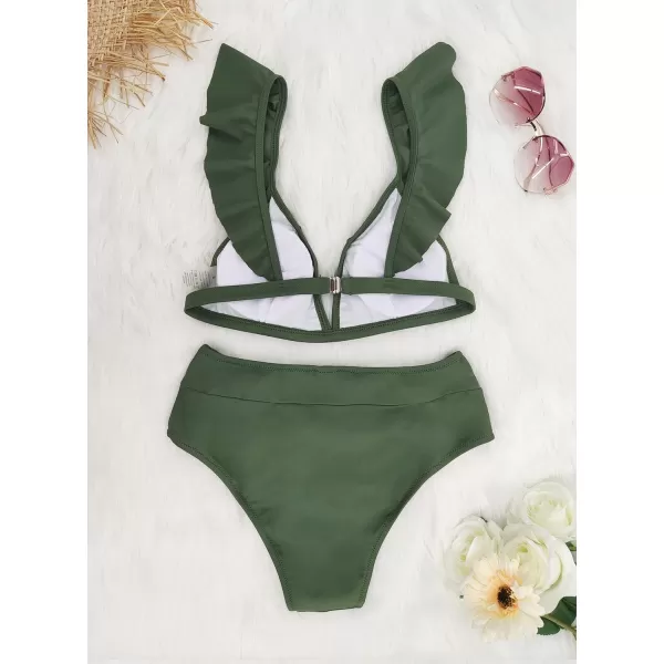 SouqFone Two Piece High Waisted Bikinis Swimsuits Tummy Coverage Bathing Suits09amy Green