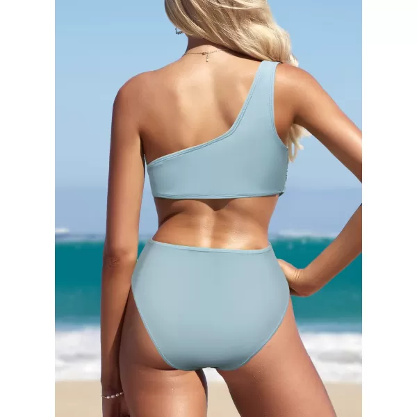 SouqFone Two Piece High Waisted Bikinis Swimsuits Tummy Coverage Bathing Suits10light Blue